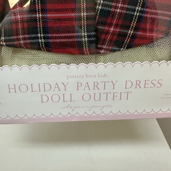 Pottery Barn Kids Doll Holiday Outfit Red Tartan Plaid Dress & Shoes NEW - Picture 3 of 9